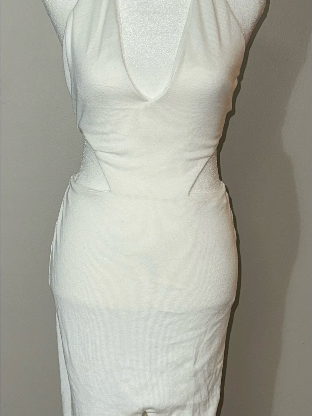 Oh Polly White Backless Halter Cutout Midi Dress